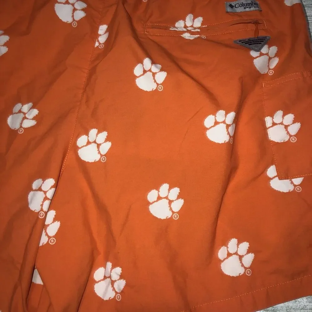 Columbia PFG Clemson Tigers Shorts Mens XL Swim Trunks Board Orange Football